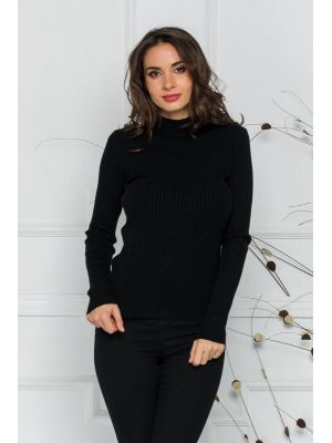 Bluza Jenifer neagra din tricot reiat poza 0