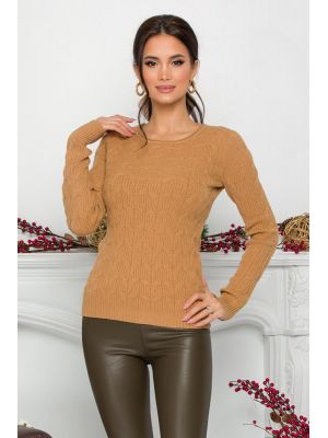 Bluza Jasmine maro din tricot cu impletituri decorative poza 0