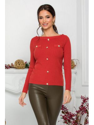 Bluza Danielle caramizie cu nasturi decorativi poza 0