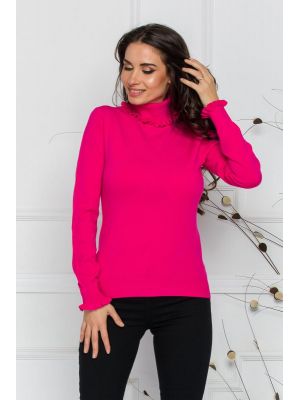 Bluza Cara fucsia cu guler si mansete incretite poza 0