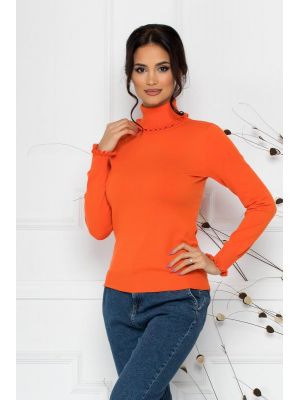 Bluza Cara orange cu guler si mansete incretite poza 0