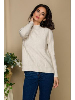Bluza Vera ivory din tricot cu model geometric poza 0