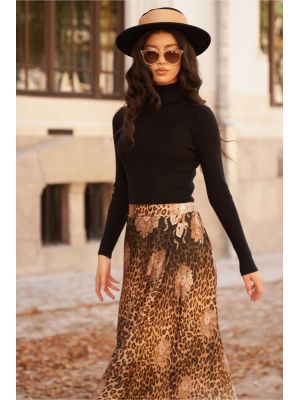 Maleta Vera neagra din tricot reiat cu guler inalt poza 0