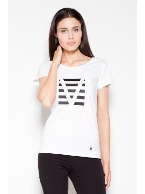 Tricou modern, de culoare alba, cu imprimeu frontal poza 0