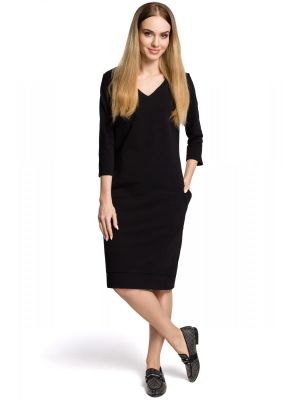 Rochie casual de lungime midi, neagra poza 0