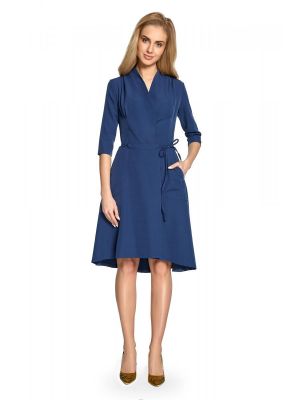 Rochie de culoare bleumarin, cu buzunare poza 0