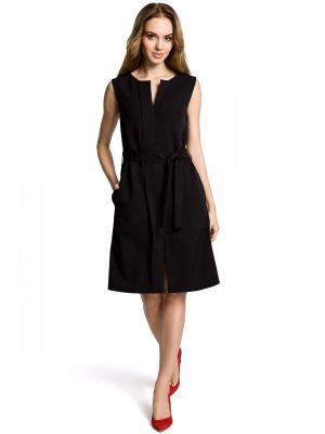 Rochie de culoare neagra cu cordon si buzunare poza 0