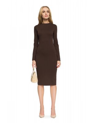 Rochie midi, cambrata pe corp, maro poza 0