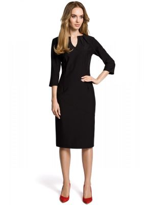 Rochie midi pentru birou, de culoare neagra poza 0