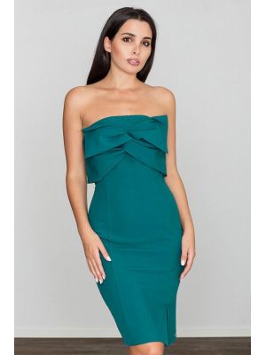 Rochie moderna, de culoare verde, fara bretele poza 0