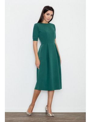 Rochie office, midi, de culoare verde poza 0